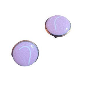 Vintage Pink Barbie Enamel Copper Button Clip On Earrings Gold Tone